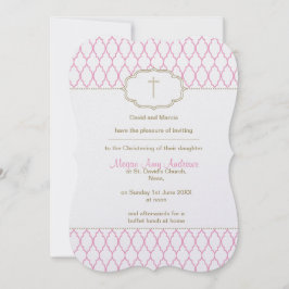 Rosa e invitación del bautismo del bautizo del oro