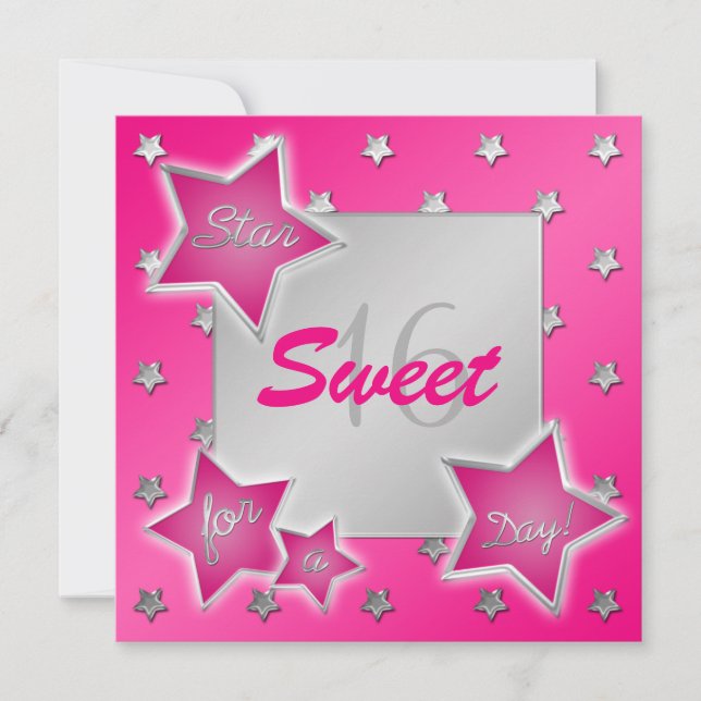 Rosa e invitación del dulce 16 de las estrellas de (Anverso)