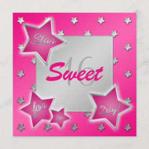 Rosa e invitación del dulce 16 de las estrellas de