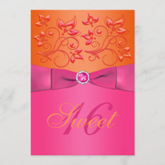 Rosa e invitación floral anaranjada del dulce