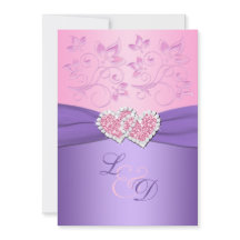 Rosa e invitación unida púrpura del monograma de