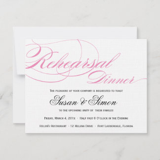 Rosa elegante de la invitación de la cena del