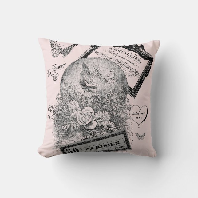 rosa elegante francés antiguo de la almohada de (Anverso)