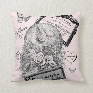 rosa elegante francés antiguo de la almohada de