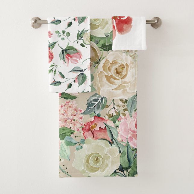 Rosa elegante y acuarela floral crema (In situ)