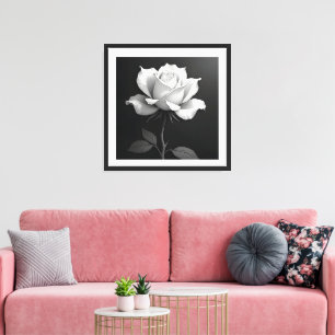 Rosa en blanco y negro Arte de pared Impresión en