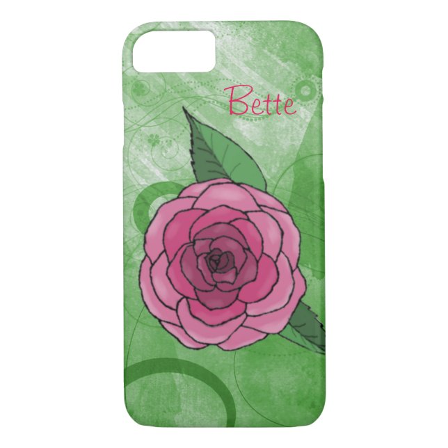 Rosa en el Funda Green iPhone 7 (Reverso)