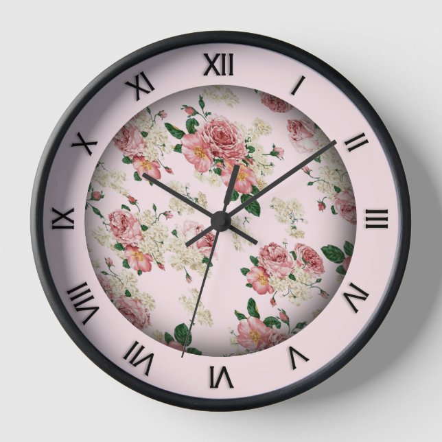 Rosa en el Reloj Floral Vintado Rosa Grande (Anverso)