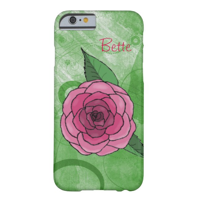 Rosa en Funda de iPhone verde 6 (Reverso)