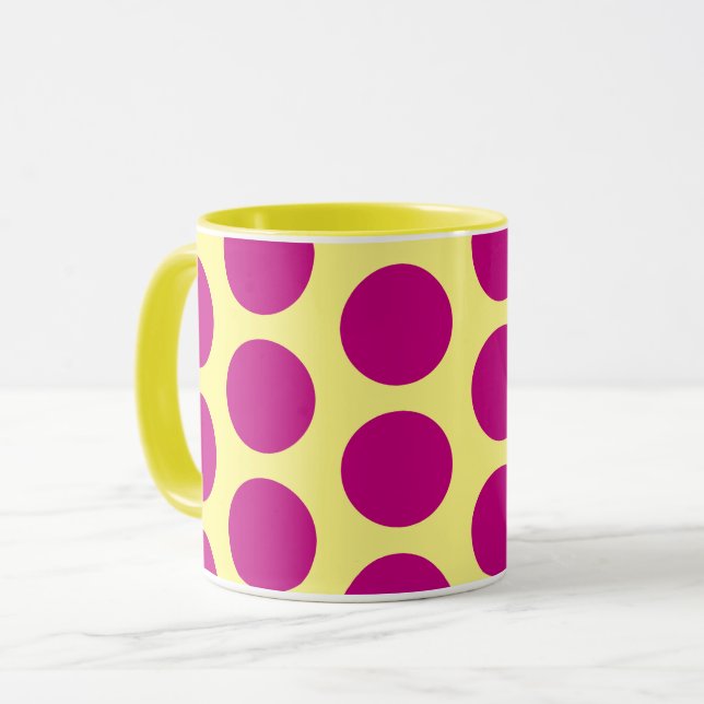 Rosa en la Copa de Arte Mug de Polka Amarillo (Anverso izquierdo)