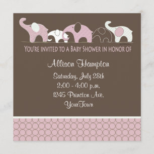 Rosa en las invitaciones de Baby Shower del