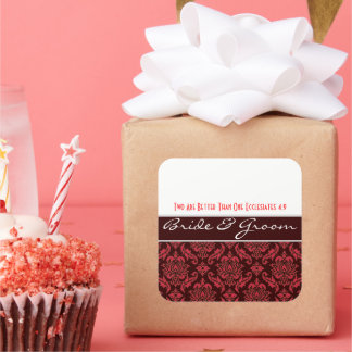 Rosa en Pegatinas de la boda de Damasco de chocola