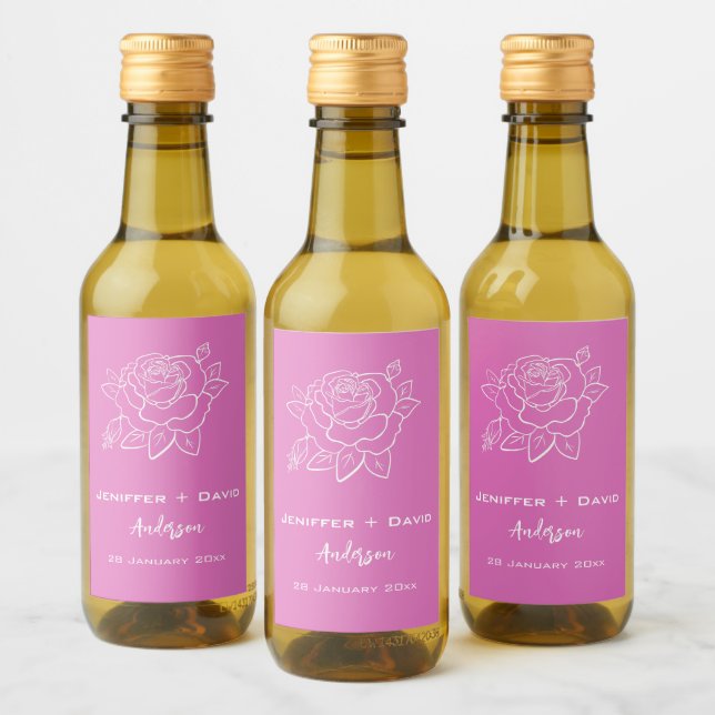 Rosa Esbozo Boda personalizado/ ducha de novia (Botellas)