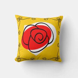 Rosa español esquinas cuadrado de almohada de espa