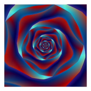 Rosa espiral rojo y azul Zazzle Poster perfecto