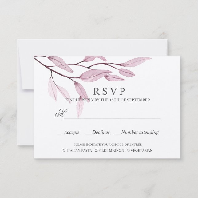 Rosa etéreo | ELECCIÓN DE COMIDA DE BODA RSVP (Anverso)