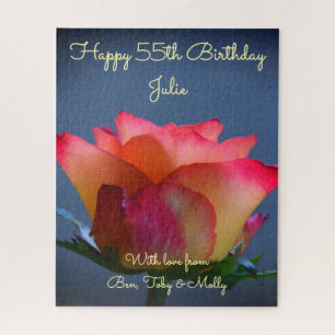Rosa Feliz cumpleaños rompecabezas personalizable