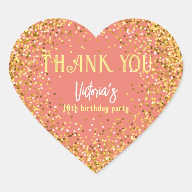 Rosa Fiesta de Cumpleaños de Oro Gracias Pegatina  (Anverso)