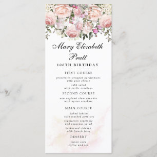 Rosa Floral 100th Birthday Menu