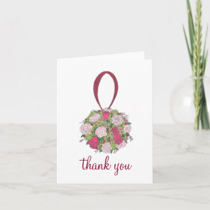 Rosa Floral Ball Bouquet Boda Gracias Nota