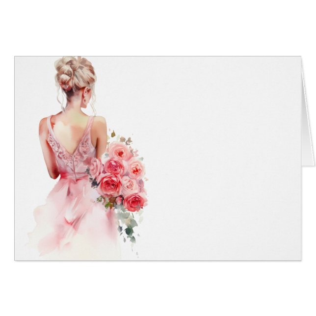 Rosa floral Boda con tarjeta de mesa (Anverso (Horizontal))