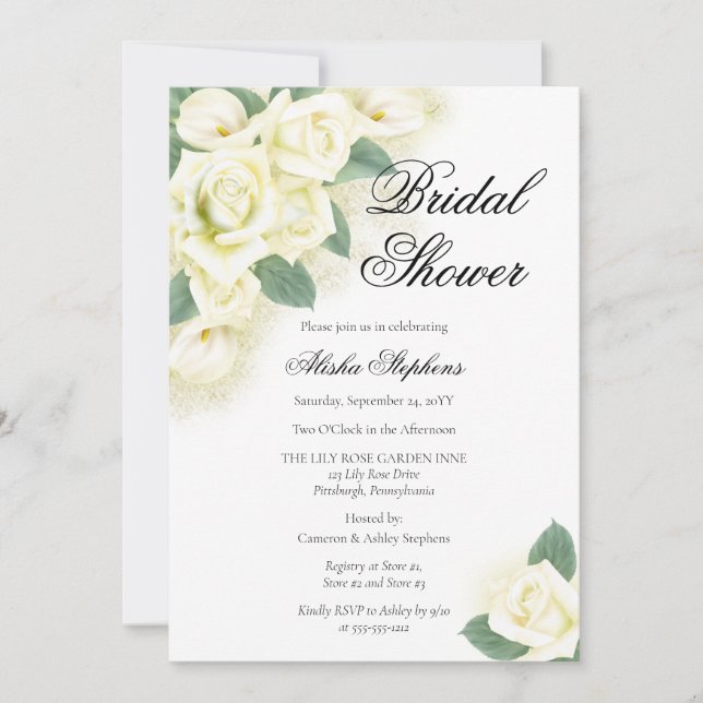 Rosa Floral Bouquet Bridal Shower Invitación (Anverso)