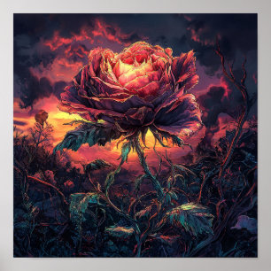 Rosa Floral Colorida Decoración Botánica Estética