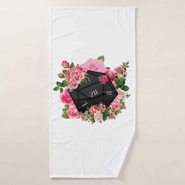 Rosa floral D20 Tabletop RPG Gaming dados (Toalla de baño)
