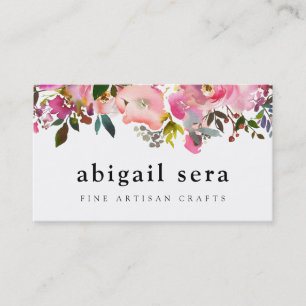 Rosa floral de las tarjetas de visita de la