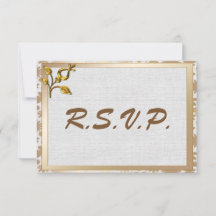 Rosa Floral de oro y boda de línea RSVP