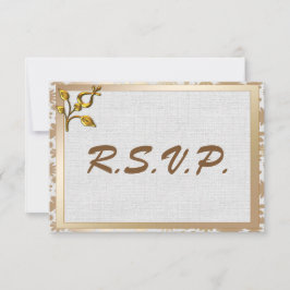 Rosa Floral de oro y boda de línea RSVP