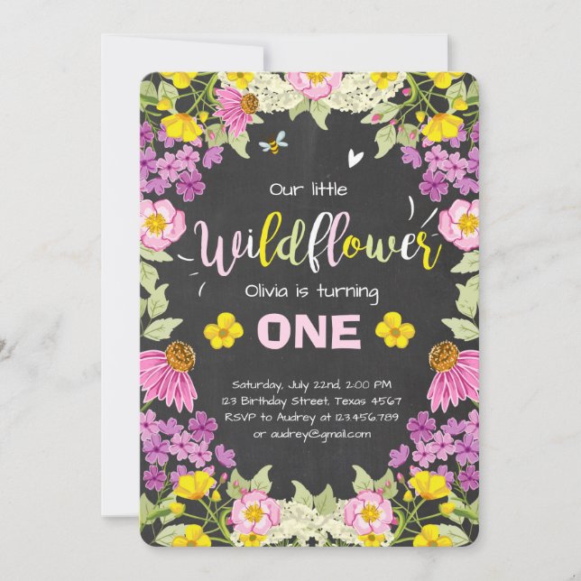 Rosa floral del chica de la invitación del (Anverso)