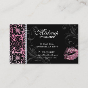 Rosa floral del purpurina de la tarjeta de visita