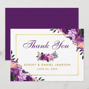 Rosa Floral Dorado Agradecimiento Boda Violeta Ult
