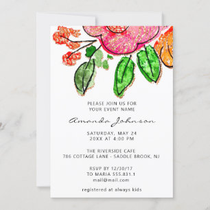Rosa floral ducha de novia dulce 16ª invitación