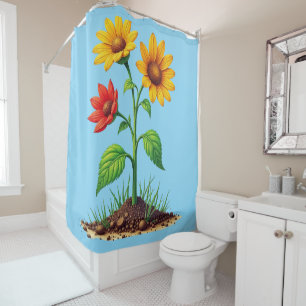 Rosa floral elegante en cortina de ducha de baño