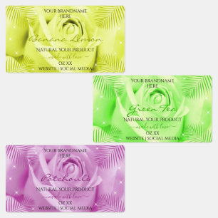 Rosa floral Etiquetas de productos amarillos verde