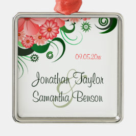 Rosa floral Hibiscus Boda Keepsake Ornamentos
