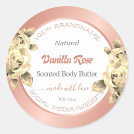 Rosa Floral Oro Etiquetas de embalaje de producto 