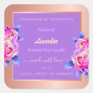 Rosa Floral Oro Etiquetas de embalaje Purple