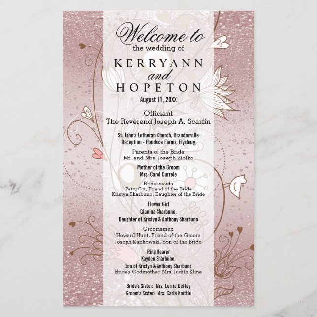 Rosa floral Purpurina de oro - Programa (Anverso)