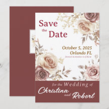 Rosa Floral Retro Guardar la invitación de matrimo