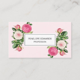 Rosa floral rosa, tarjeta de negocios elegante y d