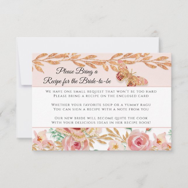 Rosa floral rosado Gold Elegante Receta de novia D (Anverso)