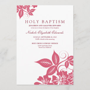 Rosa Floral Santa Baptismo Invitación