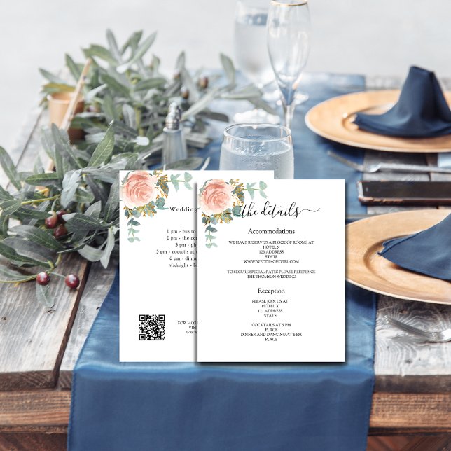 Rosa floral verde programa de bodas detalles QR (Subido por el creador)