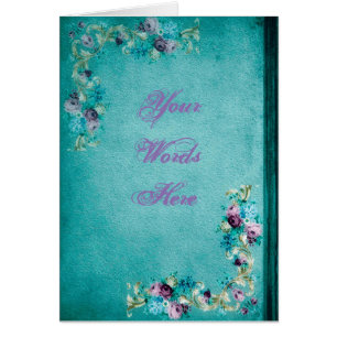 Rosa floral victoriano elegante textura verde azul