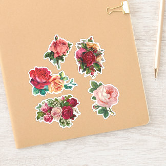 Rosa floral vintage Pegatinas de Scrapbook