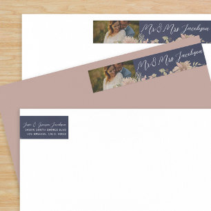 Rosa floral vintage y Boda azul marino