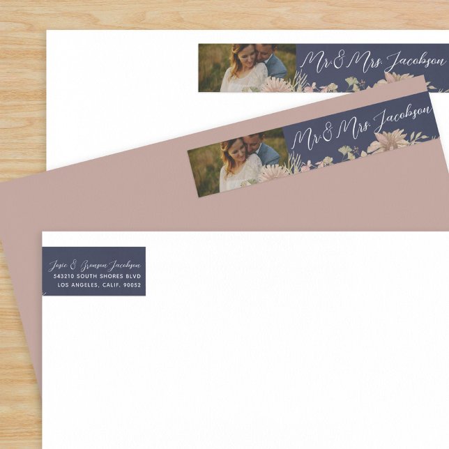 Rosa floral vintage y Boda azul marino (Subido por el creador)